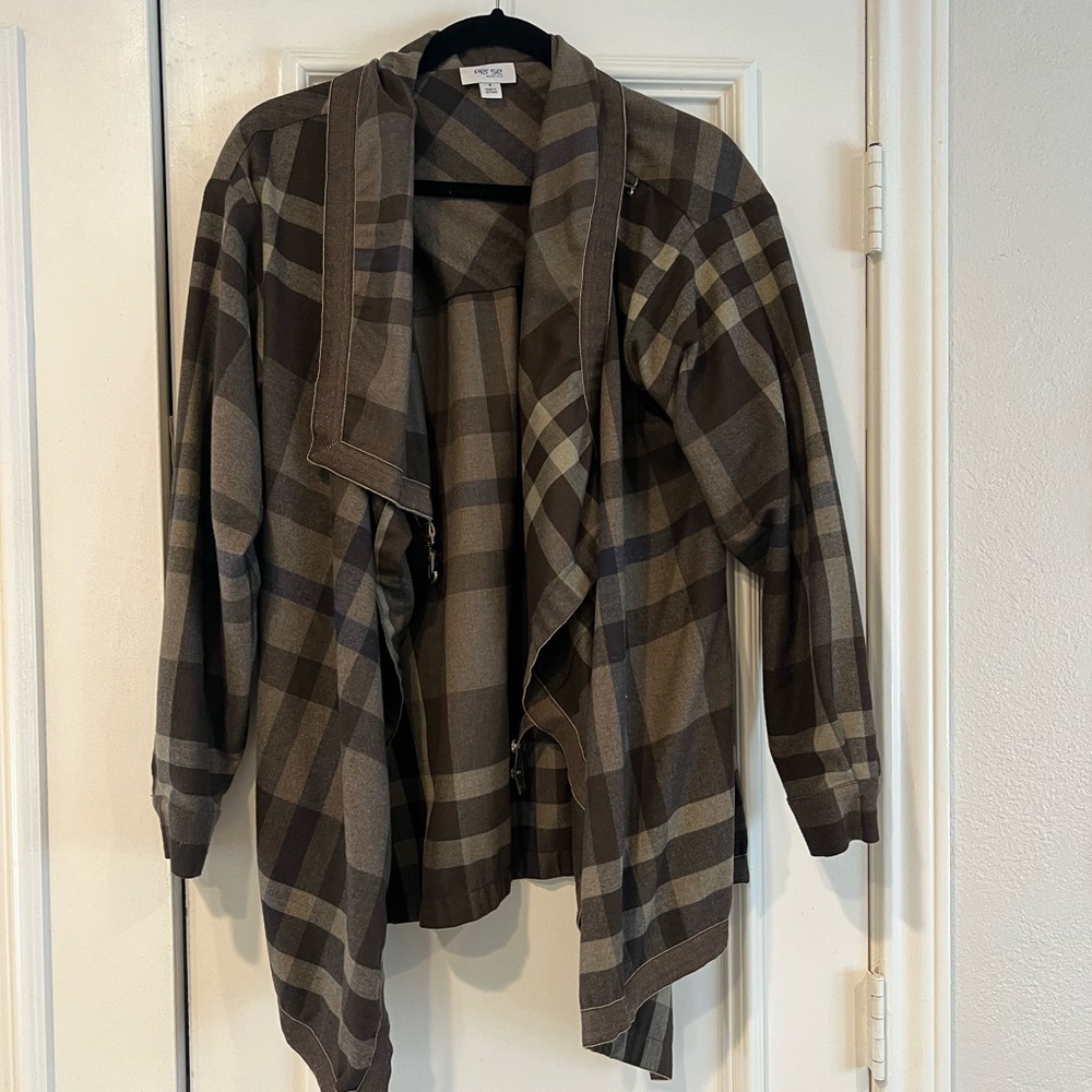 Per Se Multicolor Plaid Cape Jacket